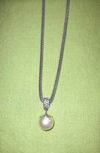 Halsketting met lange parelketting, Ophalen of Verzenden, Gebruikt, Met strass