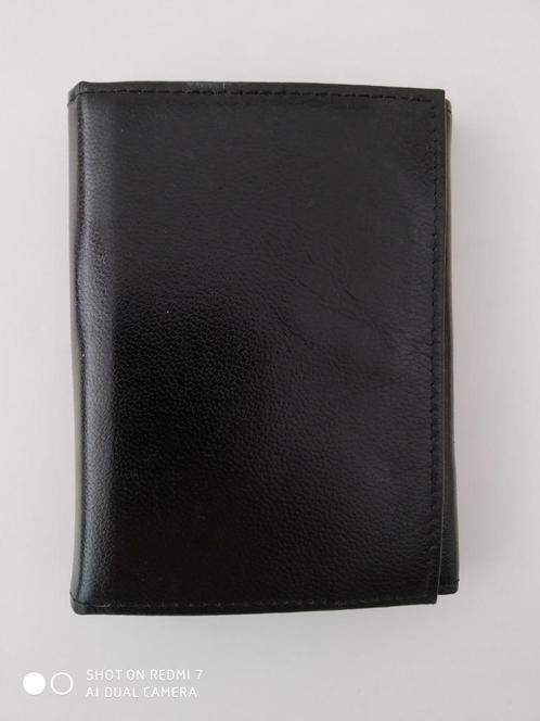 Portefeuille 2 volets+carte+monnaie cuir noir - jamais utili, Bijoux, Sacs & Beauté, Porte-monnaie & Portefeuilles, Comme neuf