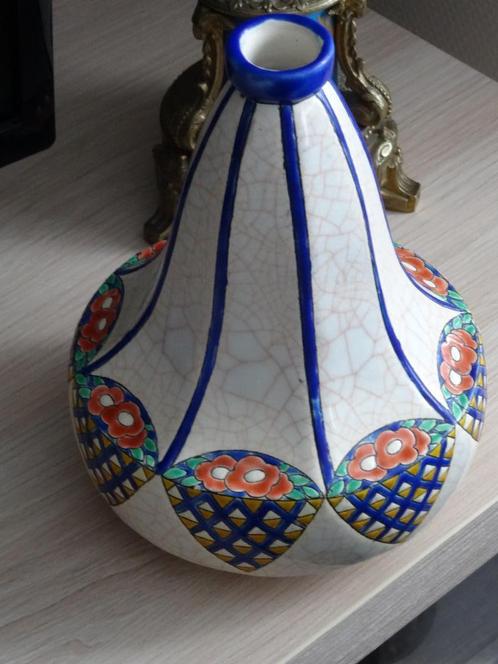 20e-eeuwse Franse Longwy Art Deco Piriform aardewerken vaas, Antiek en Kunst, Antiek | Keramiek en Aardewerk, Ophalen of Verzenden