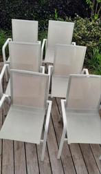 6 witte tuinstoelen , Luxor, Tuin en Terras, Tuinstoelen, Ophalen, Gebruikt, Aluminium, Stapelbaar