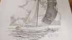 Pentekening met postzegel, Antiek en Kunst, Kunst | Tekeningen en Fotografie, Ophalen
