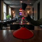 Vintage oranje metalen hanglamp / luster, Antiek en Kunst, Ophalen of Verzenden