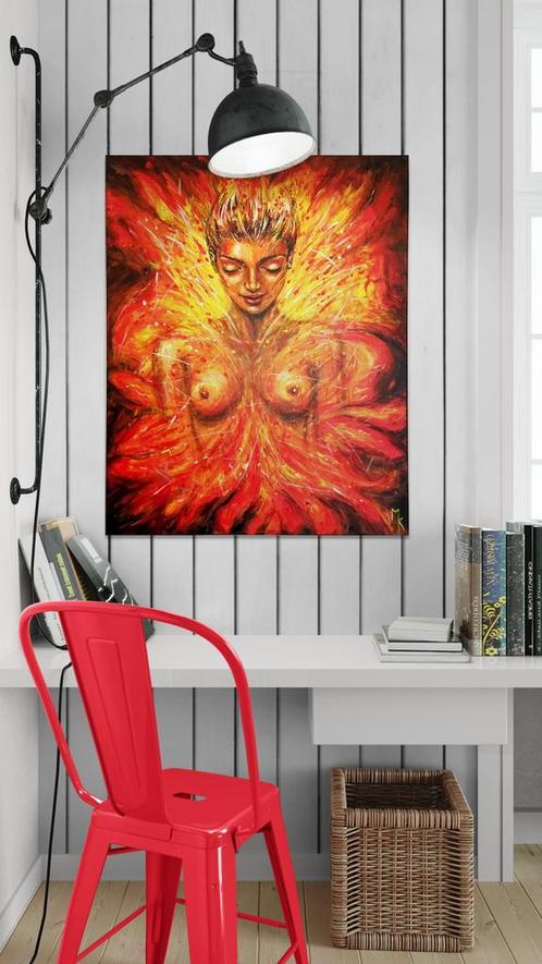 Groot modern en expressief schilderij Mk Art, Antiek en Kunst, Kunst | Schilderijen | Modern, Ophalen