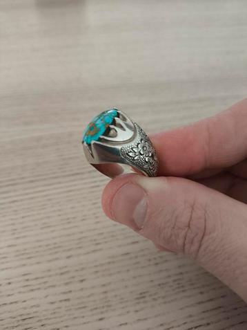 Bague turquoise iranienne, Enlèvement, Comme neuf, Argent, Argent