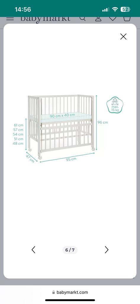 Co sleeper met matras, Kinderen en Baby's, Kinderkamer | Bedden, Gebruikt, Minder dan 140 cm, Minder dan 70 cm, Matras, Ophalen