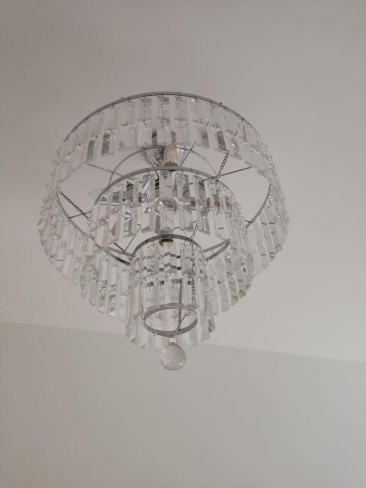 Luster / kroonluchter / Hanglamp, Huis en Inrichting, Lampen | Kroonluchters, Zo goed als nieuw, Glas, Kunststof, Metaal, Ophalen