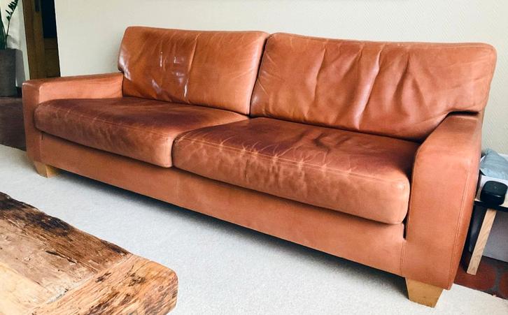 3-zit Zetel DURLET, Huis en Inrichting, Zetels | Zetels, Gebruikt, Rechte bank, Driepersoons, Leer, Ophalen