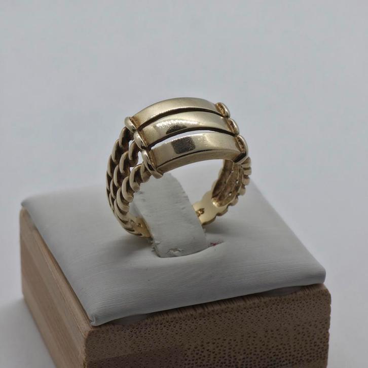Gouden Ring 14k (585) - Maat 17,5 - 5.3 gram, Handtassen en Accessoires, Ringen, Zo goed als nieuw, Dame of Heer, 17 tot 18, Goud