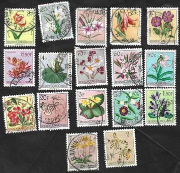 17 Postzegels Belgisch Congo 1952 Bloemen beschikbaar voor biedingen