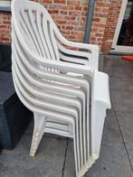 Witte tuinstoelen (6 stuks), Tuin en Terras, Ophalen, Gebruikt, Kunststof, Stapelbaar