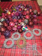 Plastic kerstballen fushia en paars, Diversen, Kerst, Ophalen, Zo goed als nieuw