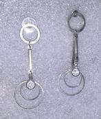 oorstekers zilveren cirkels met witte diamantjes, Handtassen en Accessoires, Oorbellen, Nieuw, Met strass, Knopjes of Stekers