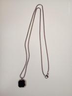 Collier homme acier avec pendentif onyx 60cm, Bijoux, Sacs & Beauté, Colliers, Neuf, Enlèvement ou Envoi, Avec pendentif, Autres matériaux