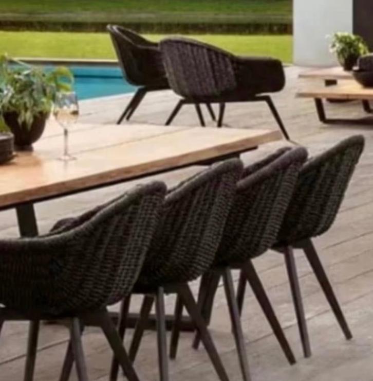 Exterioo pagino 2 st stoel UV Wicker + alu onderstel, Tuin en Terras, Tuinstoelen, Nieuw, Wicker, Stapelbaar, Ophalen