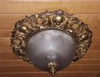 Prachtige plafondlamp in verguld brons. 50 jaar, Ophalen, Glas
