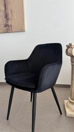 Set van 6 stijlvolle zwarte fluwelen eetkamerstoelen, Ophalen, Zo goed als nieuw