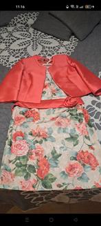 Feestelijke set van jurk en bijpassend jasje 46, Enlèvement ou Envoi, Beige