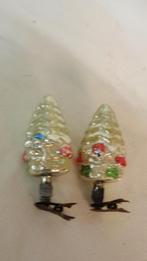 2 oude glazen kerstbal Ajeko knijpers kerstboom 2 kleur, Ophalen of Verzenden, Gebruikt