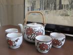 Vintage Japans keramiek theeset kan en 4 kopjes, Ophalen of Verzenden