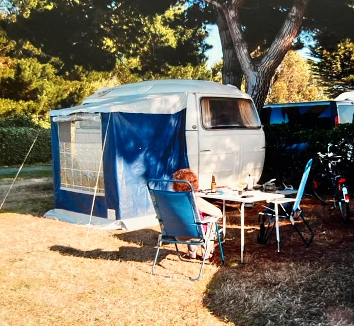 Auvent de caravane bleu et gris, Caravans en Kamperen, Voortenten en Luifels, Zo goed als nieuw, Ophalen