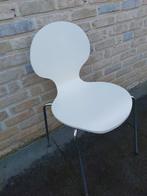 Chaise rondo bois blanc pieds metal, Ophalen, Gebruikt, Wit, Hout