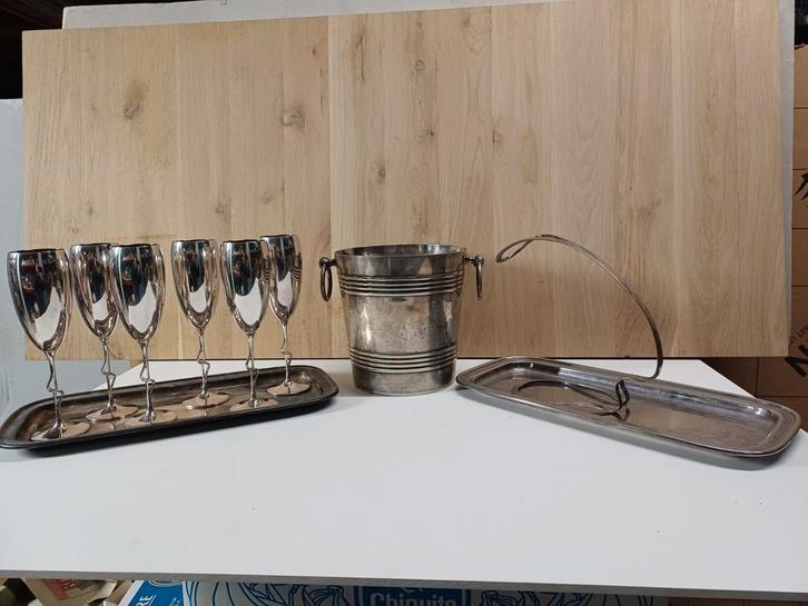 Zanetto barset + Wiskemann ijsemmer – handgemaakt – verzilve, Antiek en Kunst, Antiek | Zilver en Goud, Zilver, Ophalen