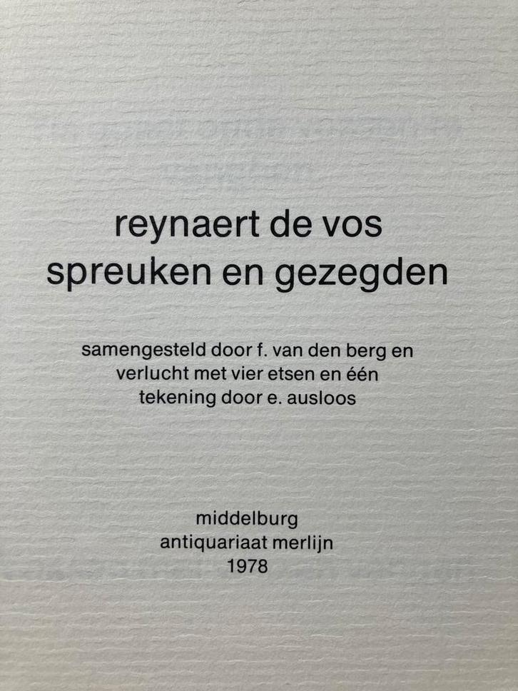 Reynaert de Vos spreuken en gezegden - Eddy Ausloos, Boeken, Literatuur, Ophalen of Verzenden