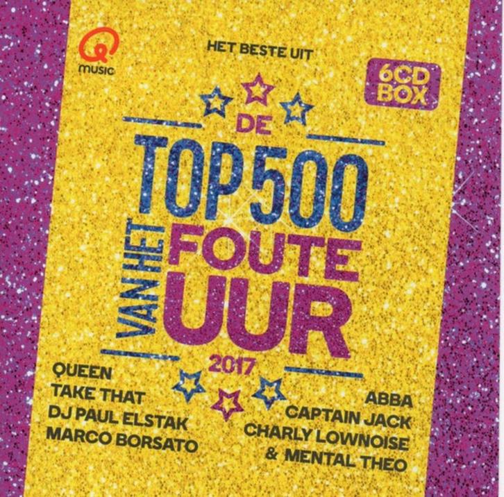 1398 - Qmusic - DE TOP 500 VAN HET FOUTE UUR 2017 6CD  NIEUW, Cd's en Dvd's, Cd's | Verzamelalbums, Nieuw in verpakking, Pop, Verzenden