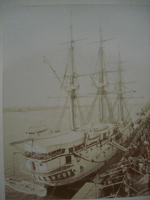 Antiek c1880 origin foto driemaster boot haven ANTWERPEN dok, Antiek en Kunst, Kunst | Tekeningen en Fotografie, Ophalen of Verzenden