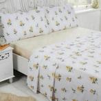 Rosebud 100% brushed Katoen lakenset Single beddengoed set, Huis en Inrichting, Ophalen of Verzenden, Nieuw, Eenpersoons, Wit
