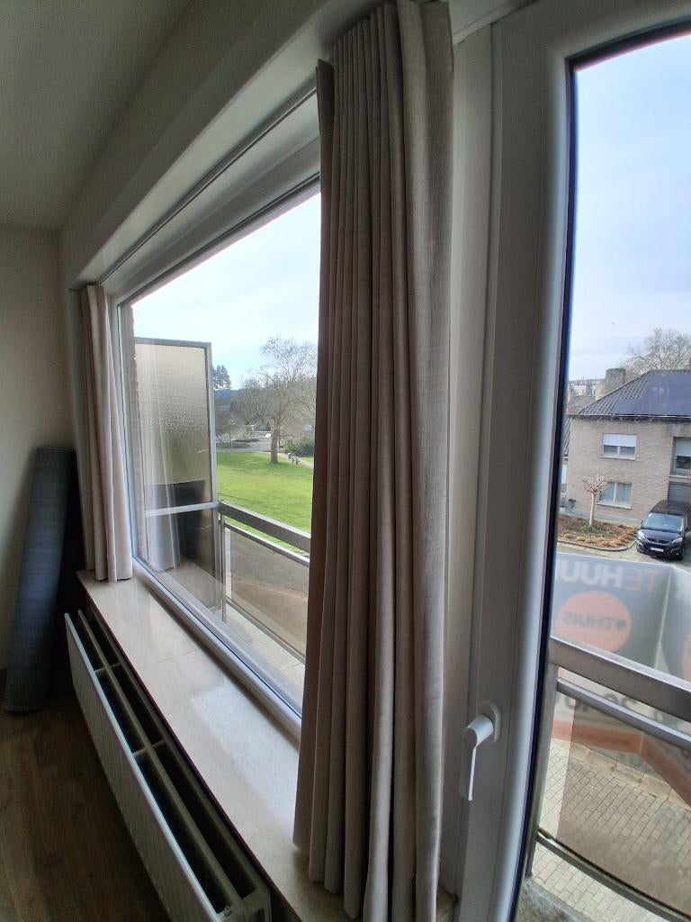 Overgordijnen Paris Sand (linnen look) (6x), Huis en Inrichting, Stoffering | Gordijnen en Lamellen, Zo goed als nieuw, Ophalen