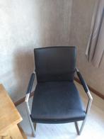 Zwarte kunstleren fauteuil, Ophalen of Verzenden, Gebruikt, Leer