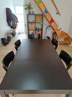 Uitschuifbare eettafel met 6 stoelen, Huis en Inrichting, Tafels | Eettafels, Gebruikt, Rechthoekig, Ophalen, Vijf personen of meer