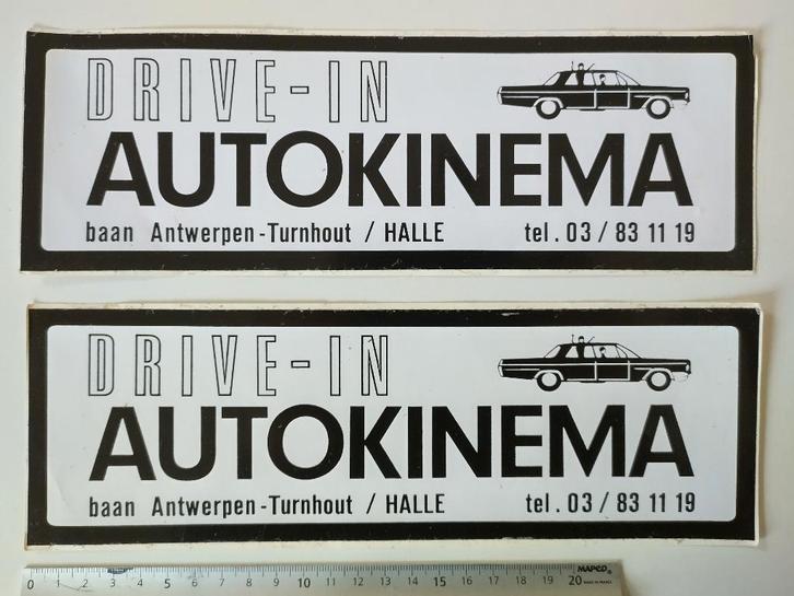 Oude sticker Drive-in Autokinema Halle-Zoersel, Verzamelen, Stickers, Zo goed als nieuw, Ophalen of Verzenden
