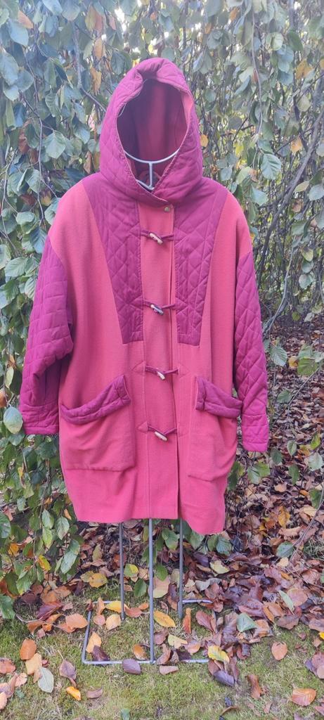 Vintage wijnrode oversized  mantel XXL, Kleding | Dames, Jassen | Winter, Gedragen, Maat 46/48 (XL) of groter, Rood, Ophalen of Verzenden
