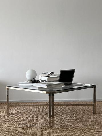 Vintage 1970s chroom salontafel beschikbaar voor biedingen
