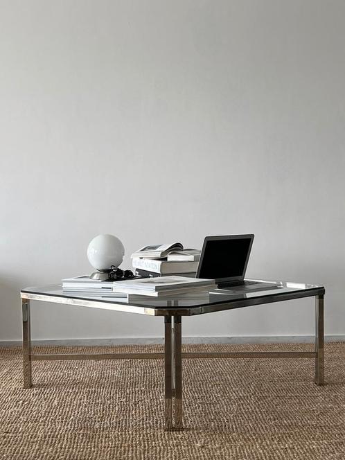 Vintage 1970s chroom salontafel, Huis en Inrichting, Tafels | Salontafels, Vierkant, Ophalen