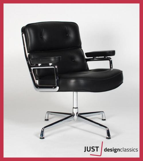 Vitra Eames Lobby Chair ES 108 Zwart Leder Nieuwstaat, Huis en Inrichting, Stoelen, Zo goed als nieuw, Zwart, Ophalen