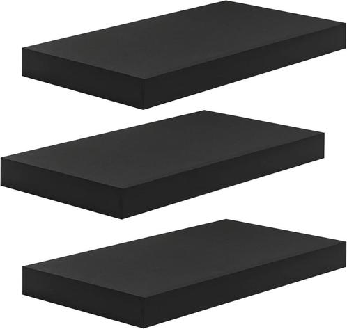 WOLTU Set van 3 zwevende wandplanken - zwart - 40x23x3,8cm, Huis en Inrichting, Woonaccessoires | Wandplanken en Boekenplanken