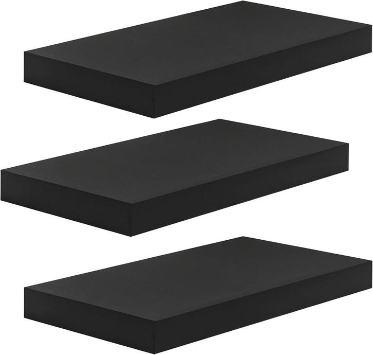 WOLTU Set van 3 zwevende wandplanken - zwart - 40x23x3,8cm, Huis en Inrichting, Woonaccessoires | Wandplanken en Boekenplanken