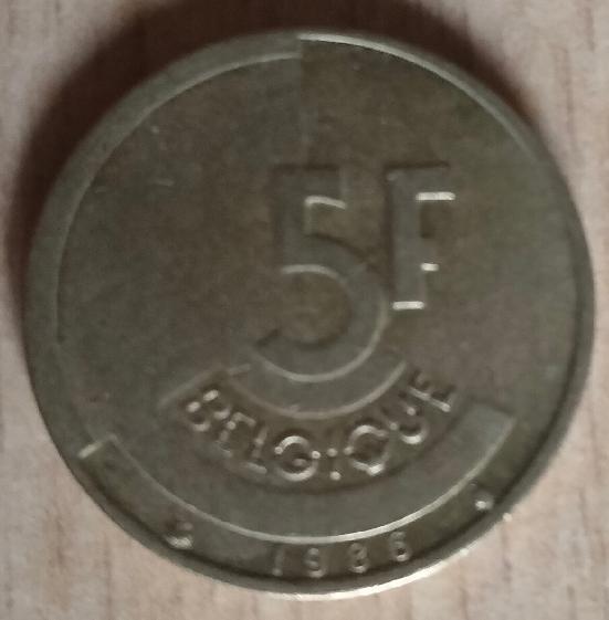 5 Fr 1986 BCLGIQUE met ontbrekend streepje in eerste E, Timbres & Monnaies, Monnaies | Belgique, Monnaie en vrac, Autre, Enlèvement ou Envoi