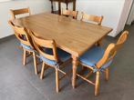 Houten tafel met 6 stoelen + kussens, Huis en Inrichting, Tafels | Eettafels, Ophalen