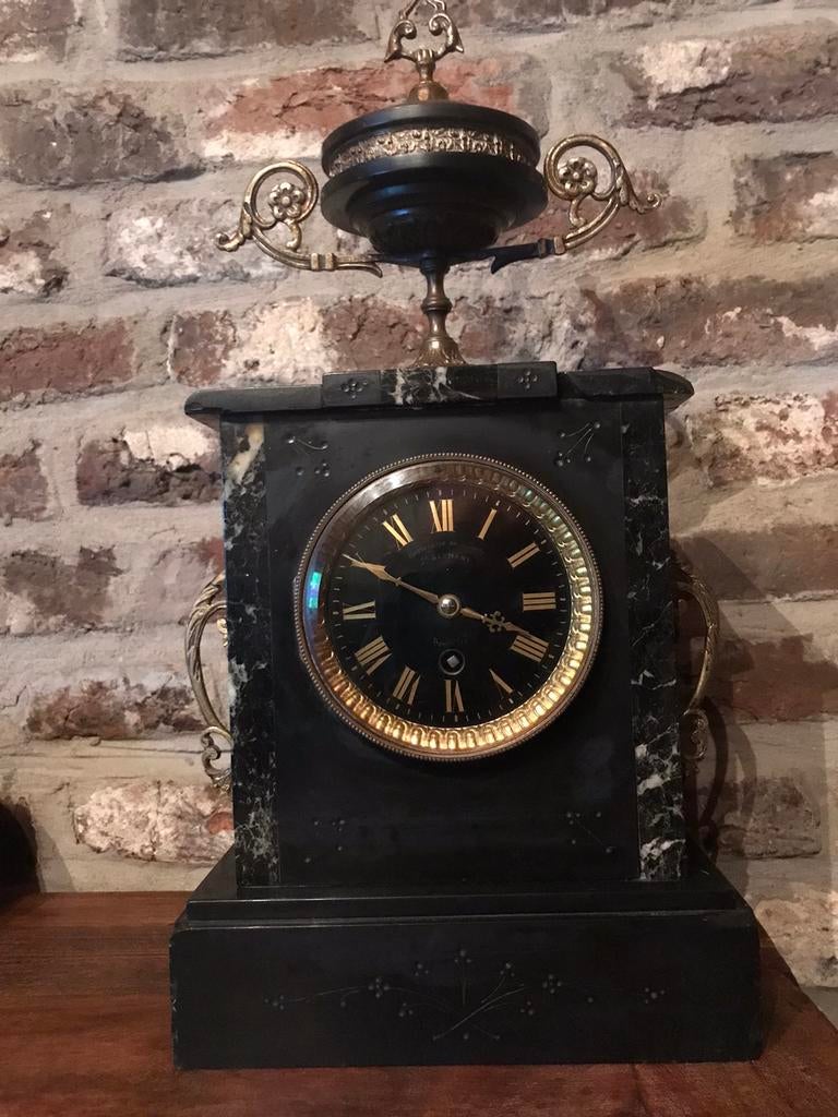 Prachtige antieke marmeren klok, Enlèvement ou Envoi