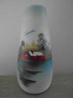 Vaasje in glaswerk geschilderd (Lourdes), Ophalen of Verzenden, Gebruikt, Glas, Minder dan 50 cm