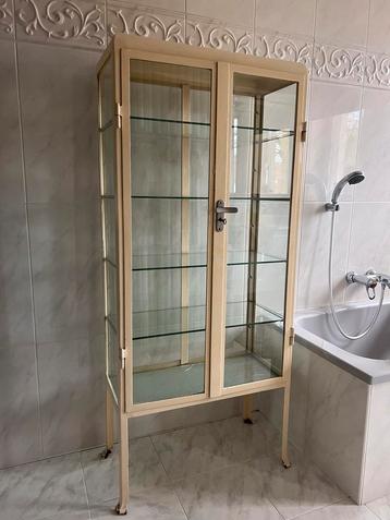 Authentieke vintage apothekerskast/dokterskast, Huis en Inrichting, Ophalen, Gebruikt, Glas