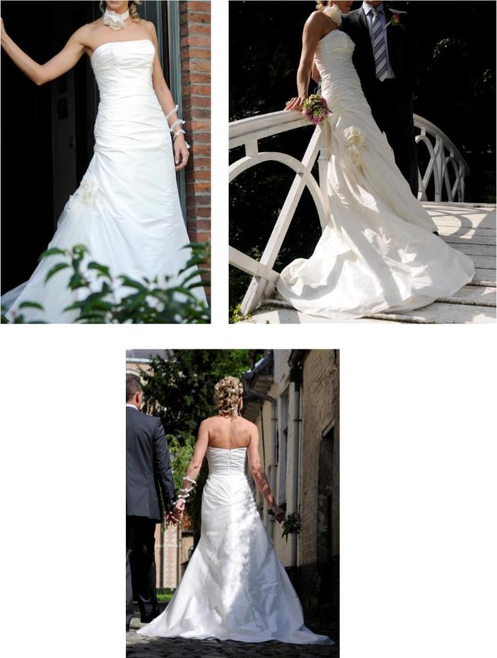 Romantische trouwjurk maat 38-40, Kleding | Dames, Trouwkleding en Trouwaccessoires, Zo goed als nieuw, Trouwjurk, Wit, Ophalen