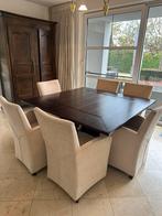 Eettafel en 6 stoelen, Huis en Inrichting, Tafels | Eettafels, Ophalen, Gebruikt, Vierkant, Vijf personen of meer