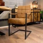 6 Industriële eetkamerstoelen (4 cognac en 2 groene), Huis en Inrichting, Stoelen, Ophalen, Overige kleuren, Leer, Zo goed als nieuw
