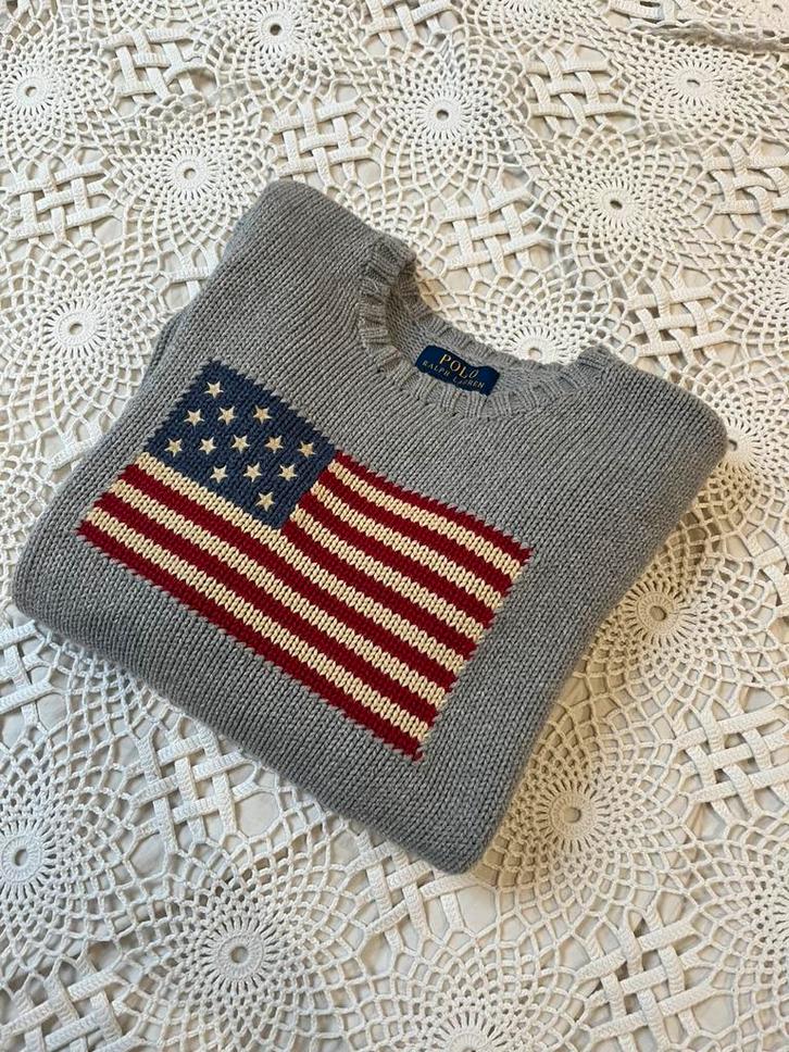 Ralph Lauren flag trui – grijs – S, Kleding | Dames, Truien en Vesten, Zo goed als nieuw, Maat 36 (S), Grijs, Ophalen of Verzenden