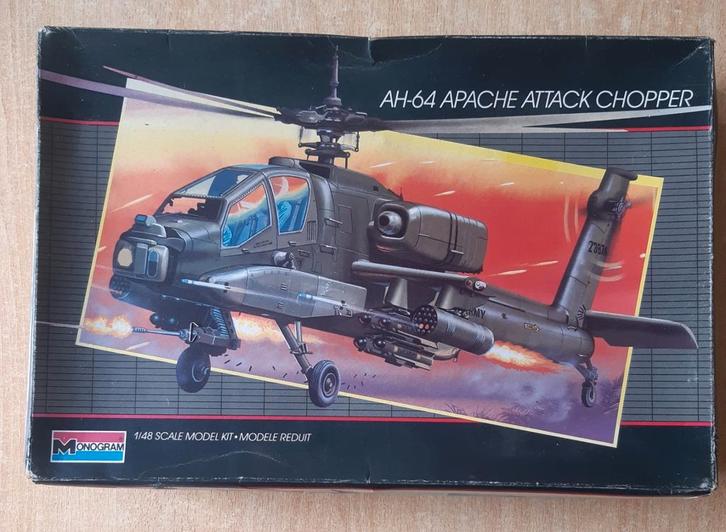 Monogram AH-64 Apache Attack Chopper 1/48, Hobby en Vrije tijd, Modelbouw | Vliegtuigen en Helikopters, Zo goed als nieuw, Helikopter